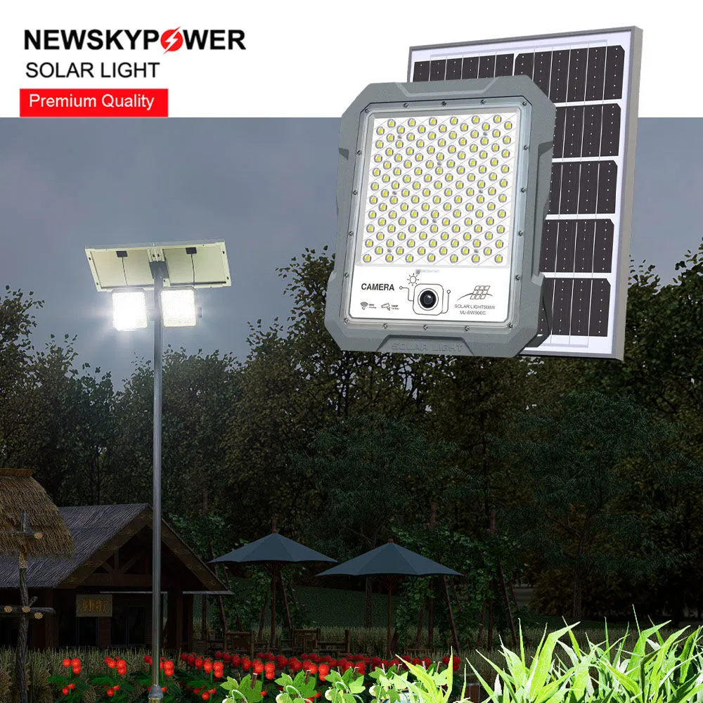 High Brightness Mj Breaker Warrior 1200W LED Solar Flood Light with Camera