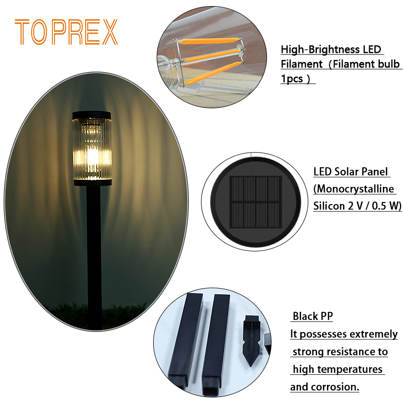 Toprex Modern Smart Solar LED Pathway Lights with Warm White Light Waterproof IP65 Rated for Yard Decoration Lighting