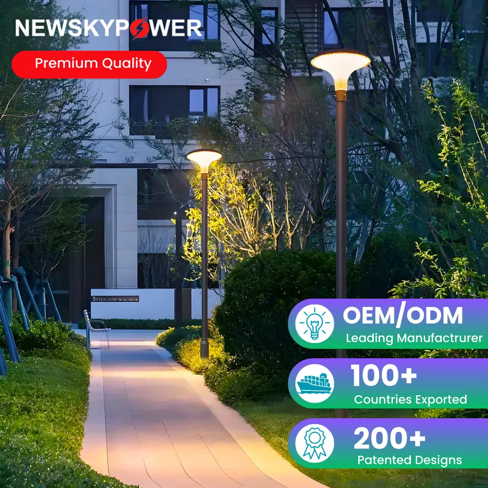 3 CCT in One Solar Garden Pole Light for Courtyard Park Hotel