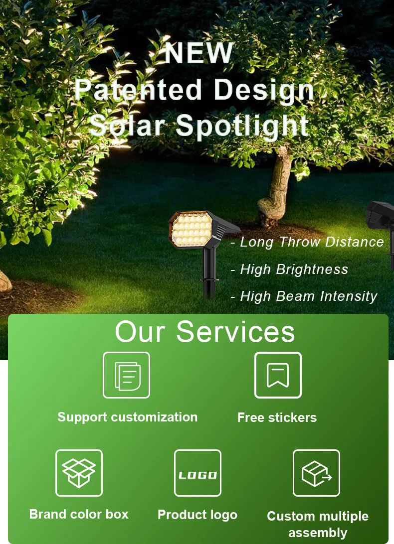 Black IP65 Waterproof Solar Garden Spot Light Landscape Outdoor Solar LED Spotlight for Trees