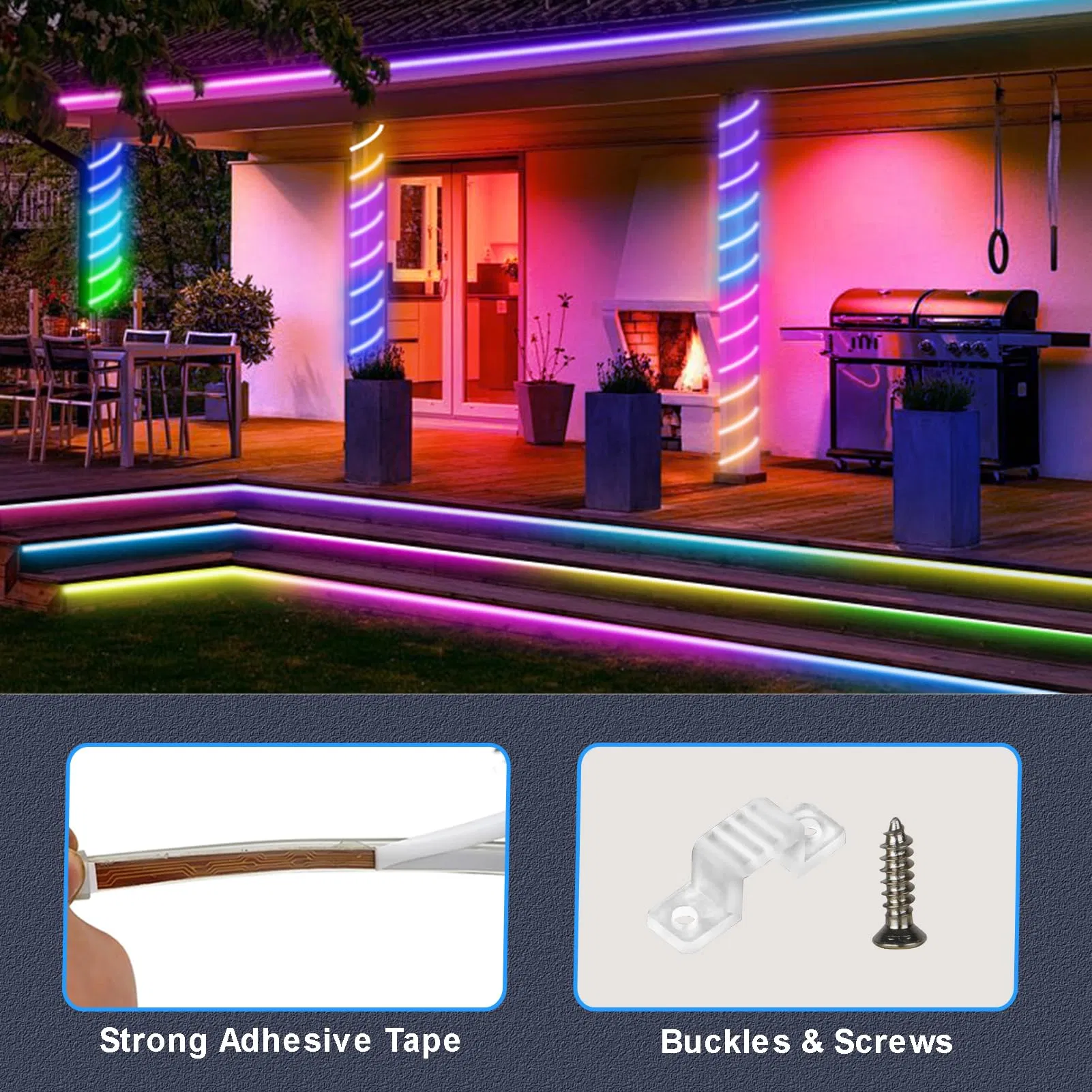 Long-Lasting Solar Rope Lights, 8h Working Time, String Lights for Patio, Party