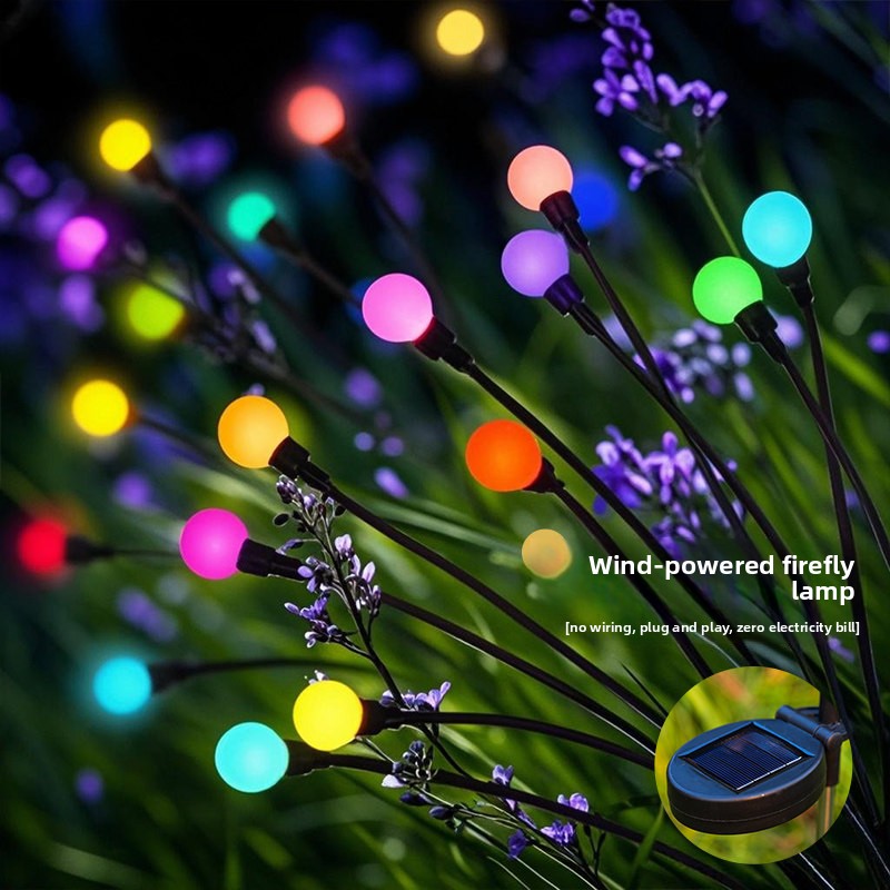 Outdoor Courtyard Lawn LED Lamp Solar-powered Waterproof Wind-operated Firefly Garden Trendy Small Yard Ambiance Decoration