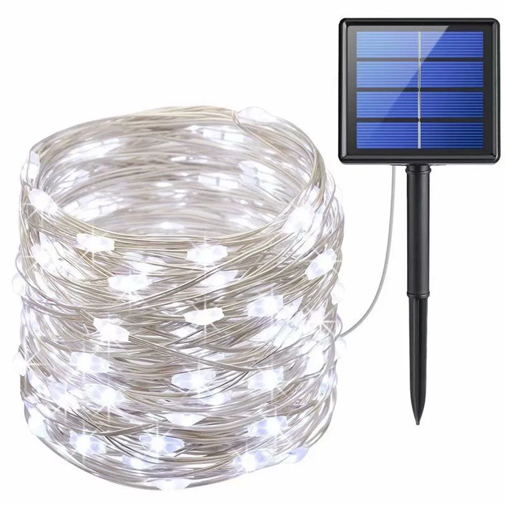 Outdoor String Lights 200 LED Solar Fairy Lights 8 Modes Copper Wire Lights Waterproof Outdoor String Lights for Garden Patio Gate Yard Party Wedding Indoor