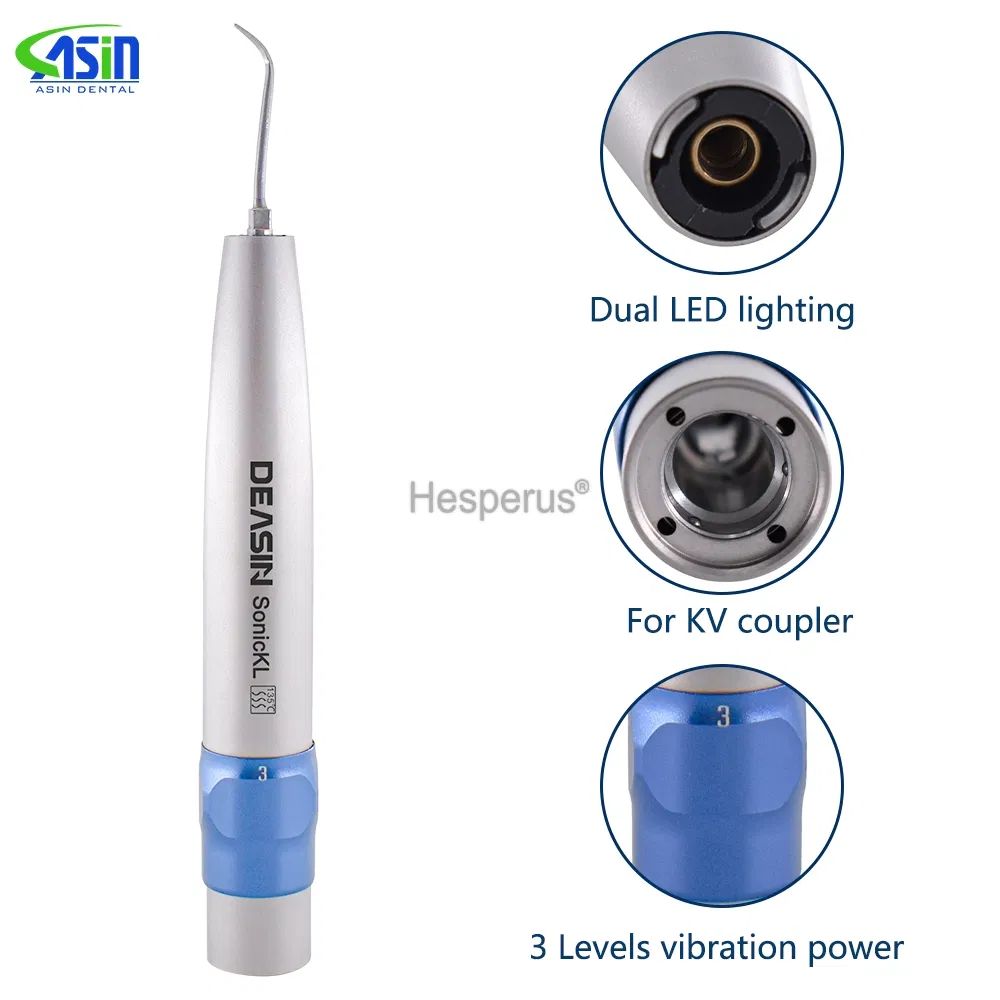Sonic Dental Air Scaler Handpiece LED for 6 Holes Kavo Coupling Connector with 3 Perio Scaling Tip Dentist Kit Teeth Cleaner