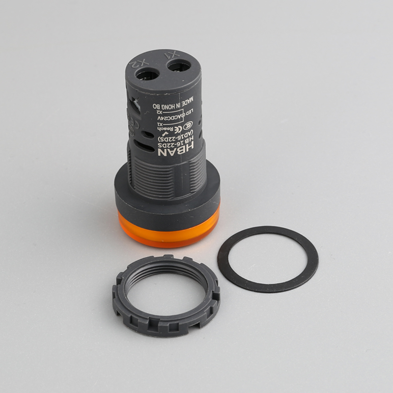 Hban 22mm Flat Round Head Pin Terminal Plastic Material 12V Orange DOT Illuminated Signal Indicator