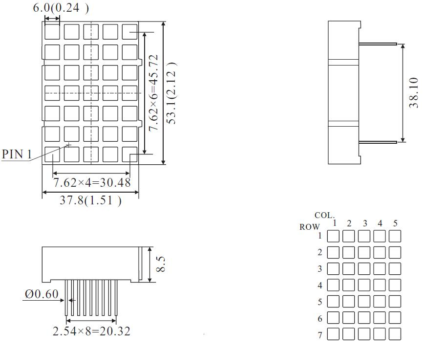 Expert Manufacturer of 2 Inch 5X7 Dual Color DOT Matrix LED Display with RoHS