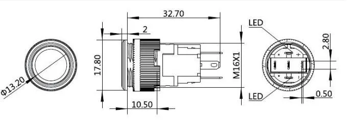 Signal Lamp 16mm Plastic Panel Indicator Light