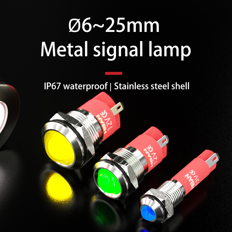 Push Button Switches Brand Metal IP67 Signal Lamp 2 Pins 6mm LED Indicator Brass