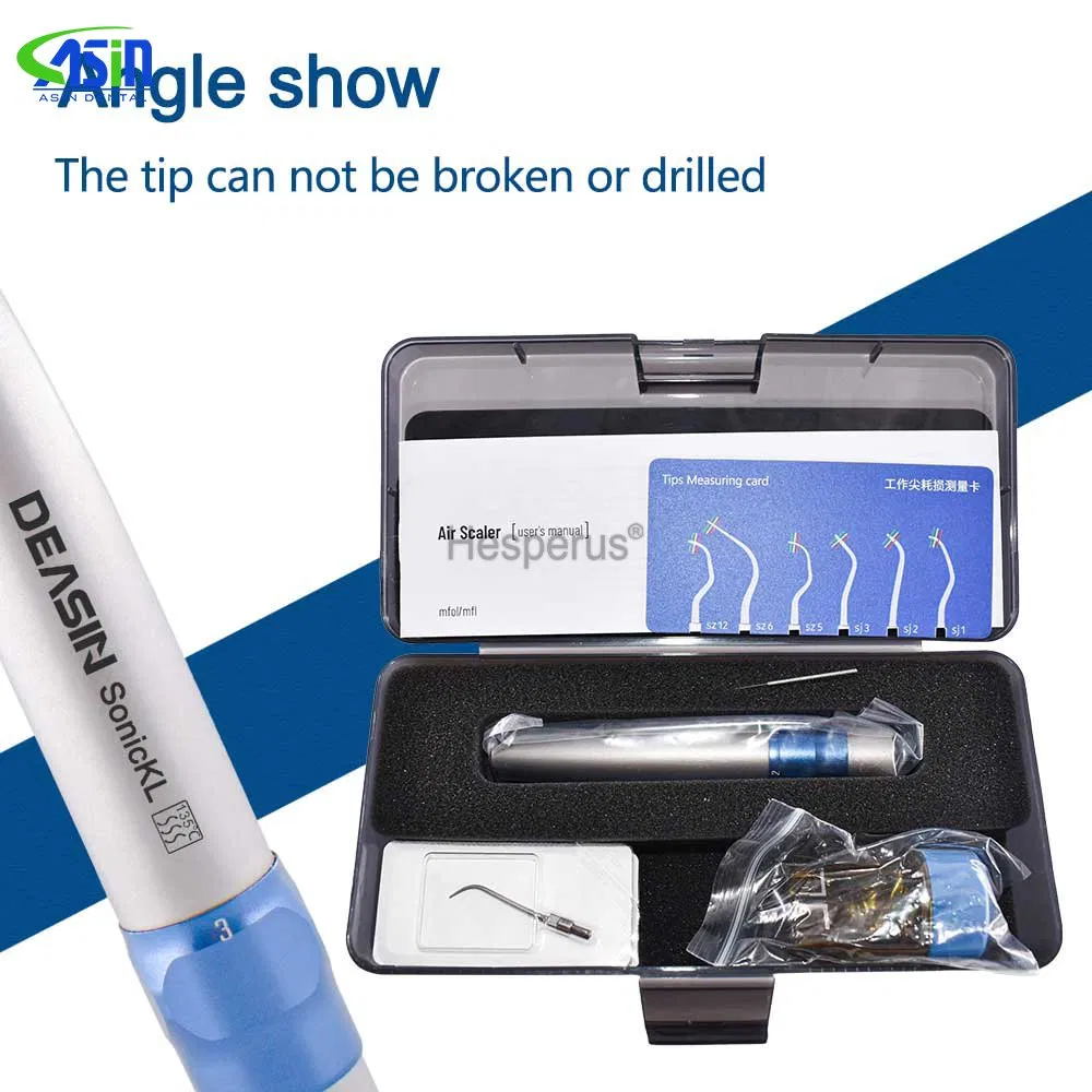 Sonic Dental Air Scaler Handpiece LED for 6 Holes Kavo Coupling Connector with 3 Perio Scaling Tip Dentist Kit Teeth Cleaner