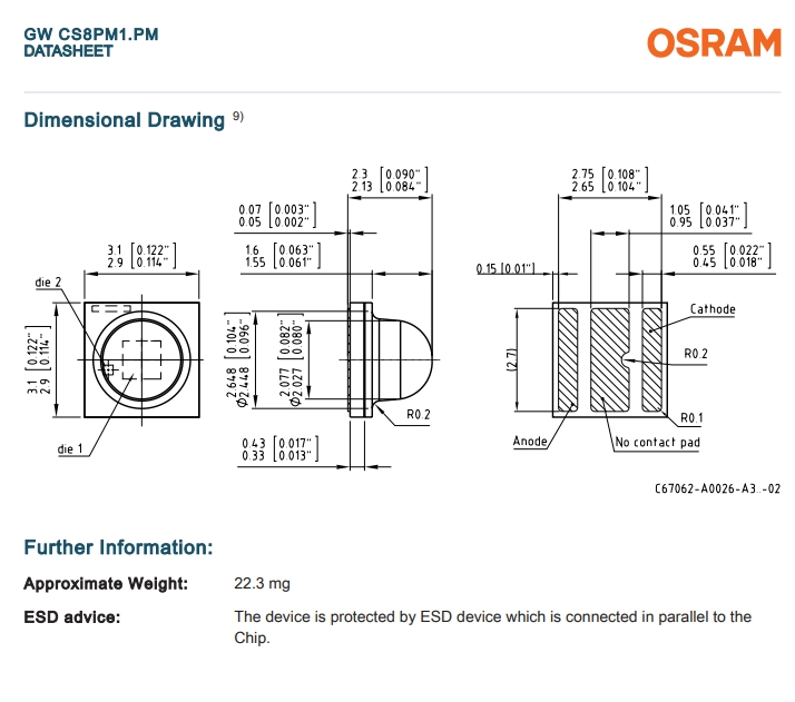 Osrams Gw CS8pm1. Pm High Power LED Cool White 5700K