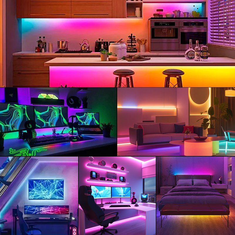 SMD 5050 Flexible Addressable Pixel LED Strip Light 12V/24V 60/96/144 Leds/m Smart Control for Cabinet, Stair, Mirror, Office, DIY Projects