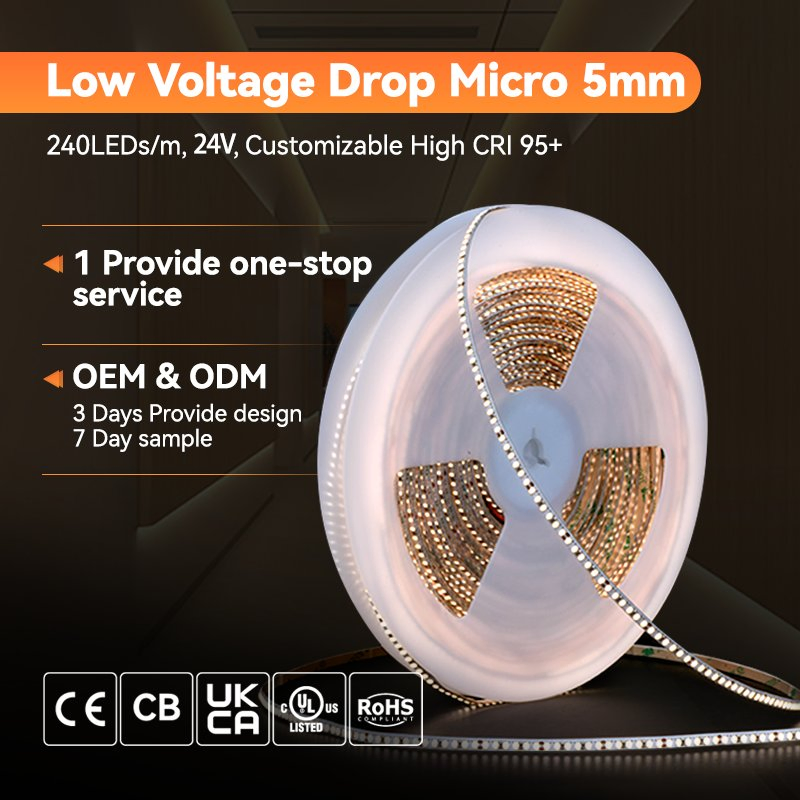 Customizable High CRI Indoor Copper IP20 240LEDs/M 1200lm/M Flexible SMD LED Strip