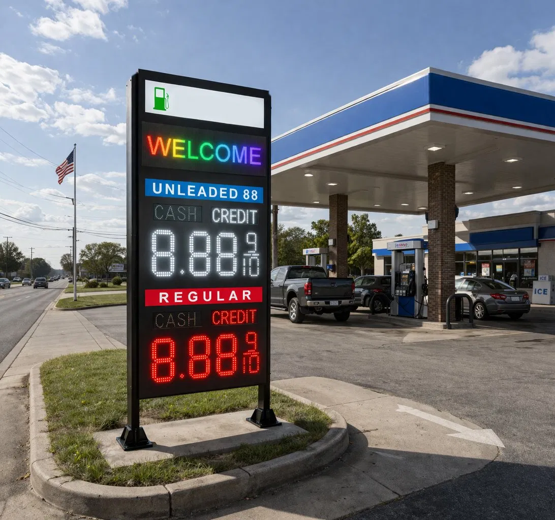 Outdoor Double Sided LED Gas Price Sign 12/16/18 Inch Digital Fuel Price Display for Gas Station Roadside Advertising and Convenience Stores