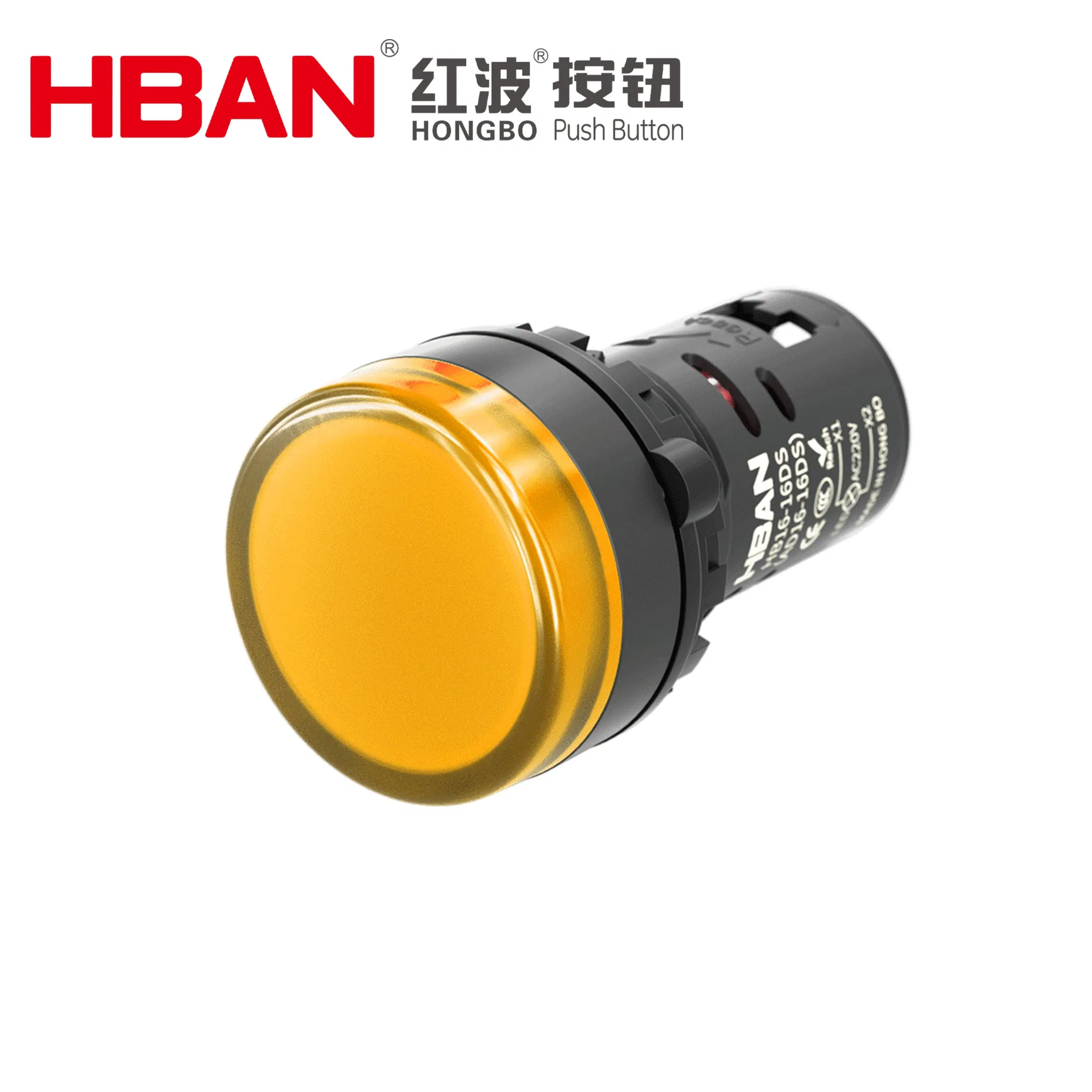 Hban 22mm Flat Round Head Pin Terminal Plastic Material 12V Orange DOT Illuminated Signal Indicator