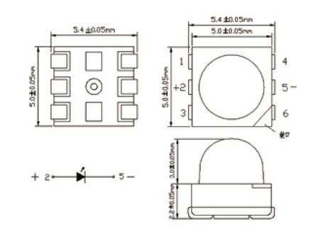 RoHS Compliant Plcc6 5050 SMD LED with Lens 30 Degrees Angle for Automotive Turn Light
