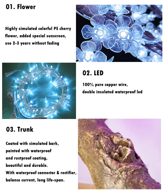 Multi-Color RGB LED Cherry Tree with Color Changing for Party Wedding Decoration