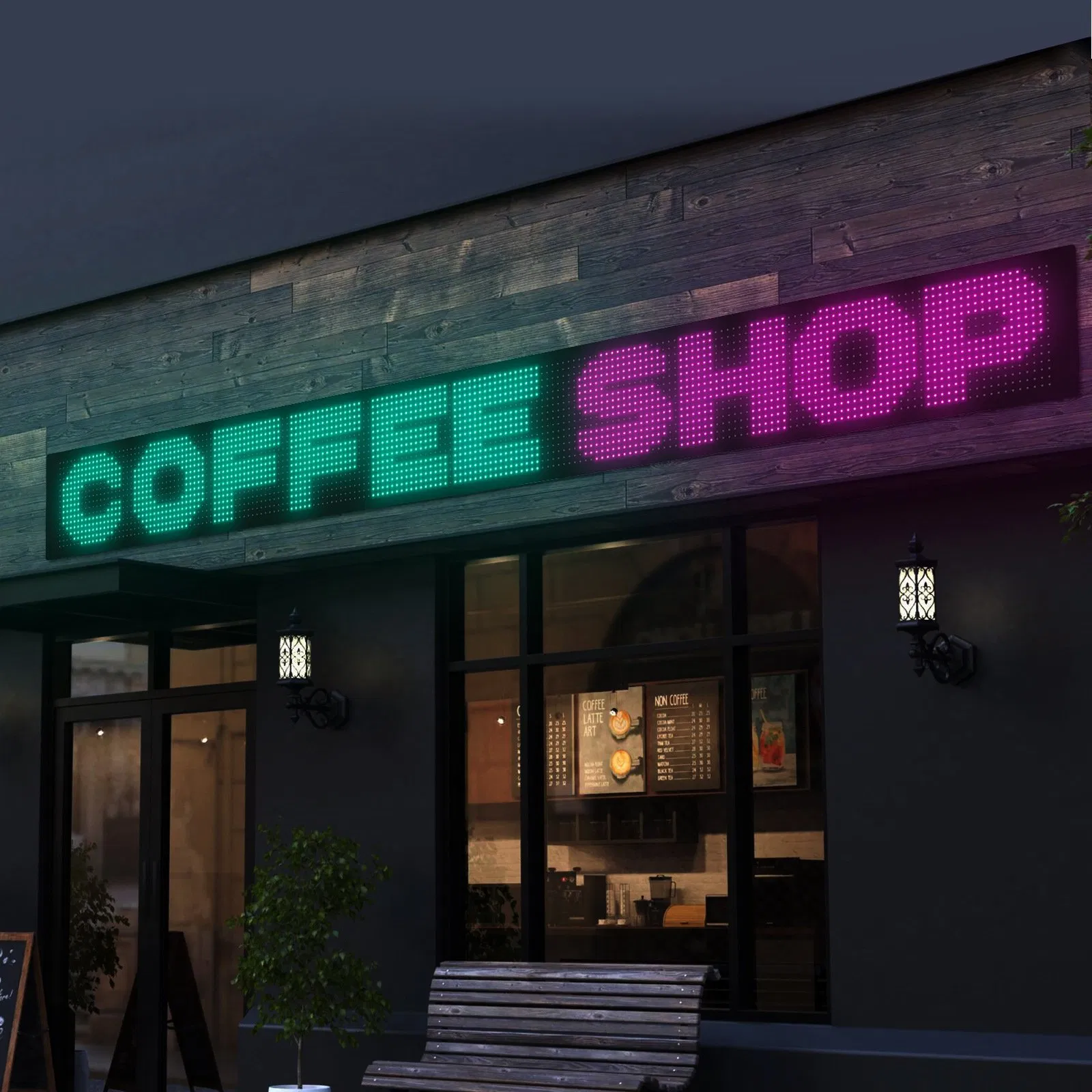 Programmable Flexible LED Screen USB Connection Indoor Caffe Shop Advertising Display