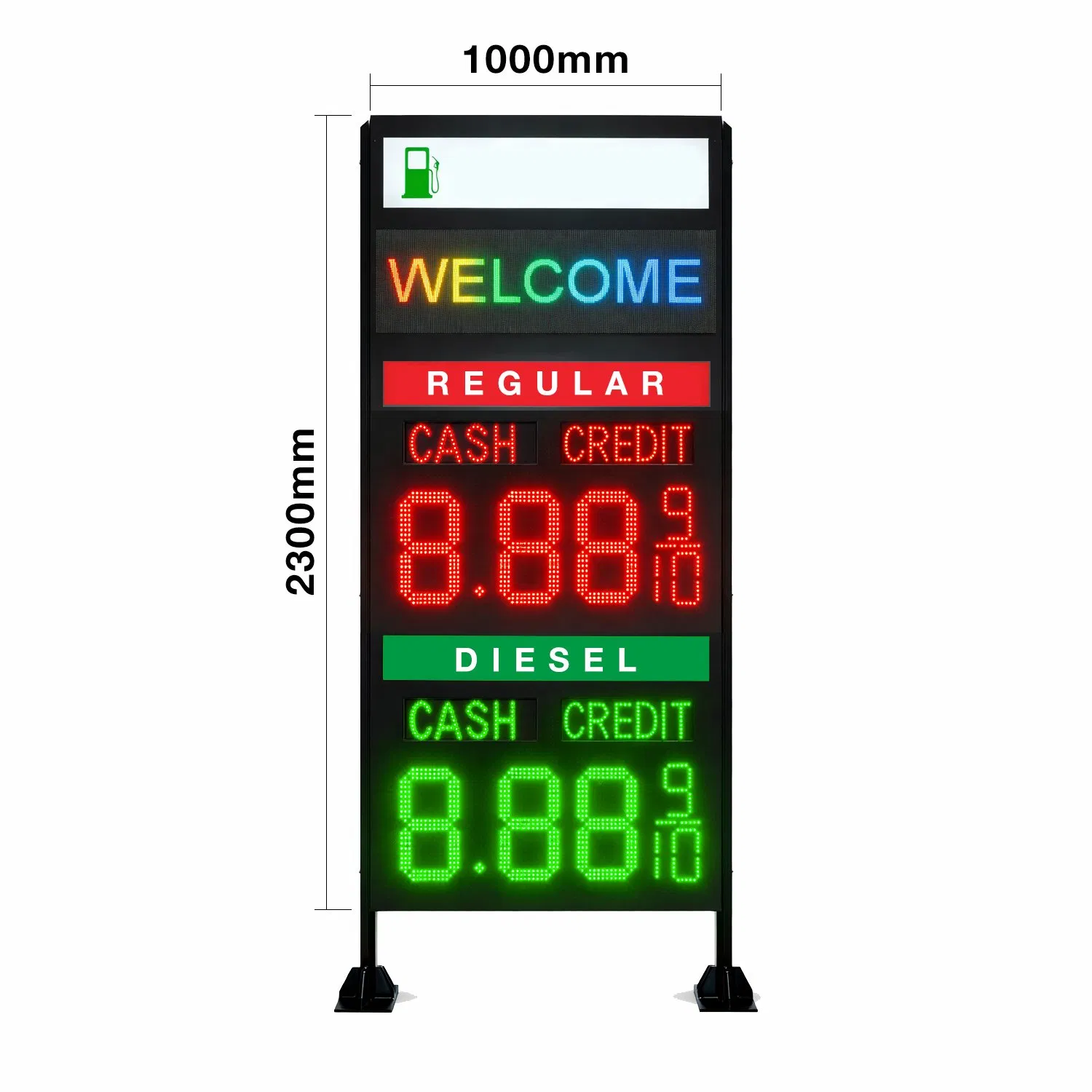 Outdoor Double Sided LED Gas Price Sign 12/16/18 Inch Digital Fuel Price Display for Gas Station Roadside Advertising and Convenience Stores
