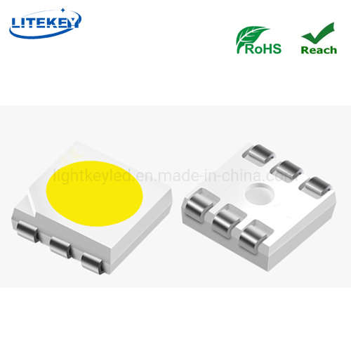 Custom High Power 3W 6V Pure White 6500K SMD LED 5050 with 6 Pins RoHS Compliant
