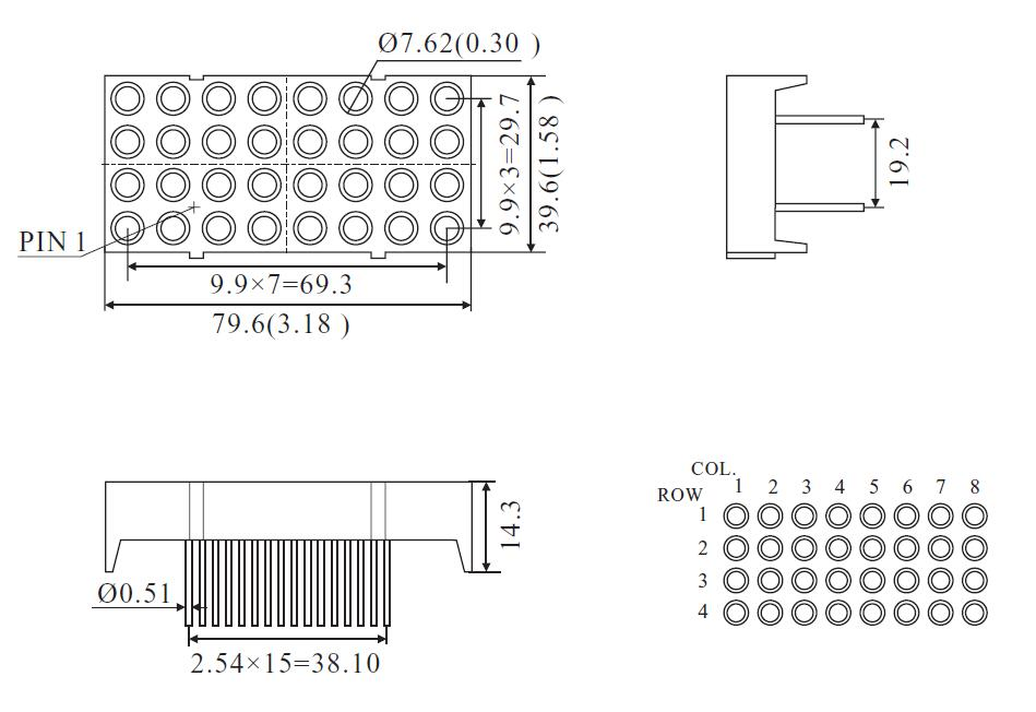 Custom 3 Inch 4X8 Dual Color DOT Matrix LED Display with RoHS From Expert Manufacturer