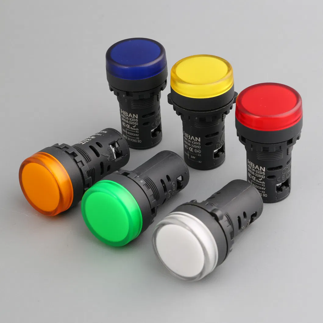 Hban 22mm Flat Round Head Pin Terminal Plastic Material 12V Orange DOT Illuminated Signal Indicator