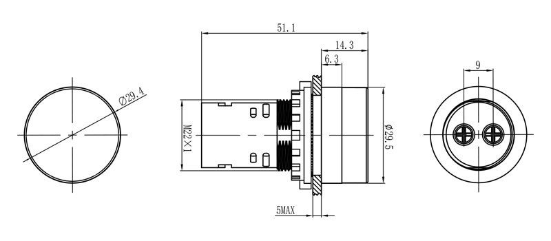 Hban 22mm Flat Round Head Pin Terminal Plastic Material 12V Orange DOT Illuminated Signal Indicator