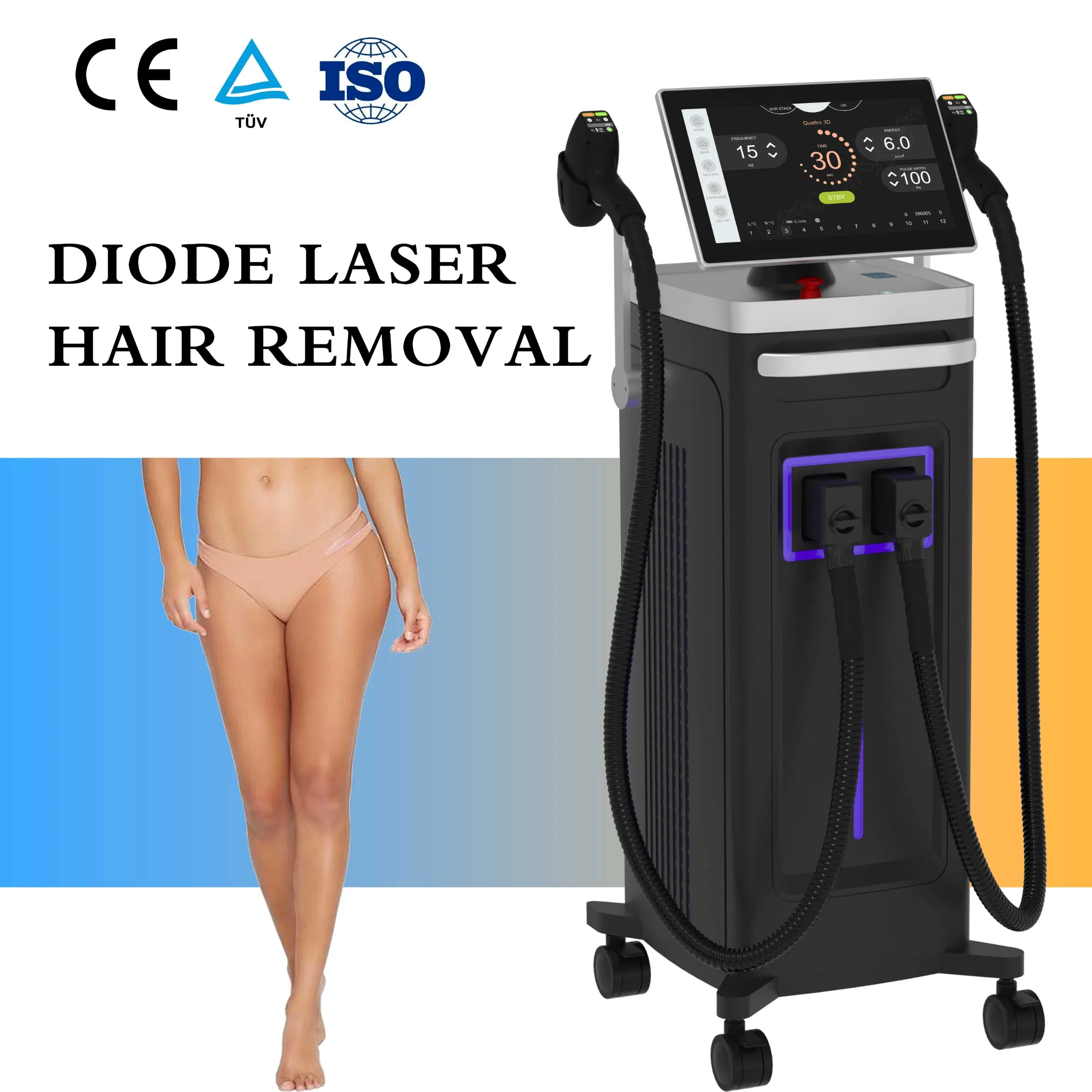 OEM Logo Medical Salon Triple Diode Laser 755 808 1064 Titanium 808nm Hair Removal Machines with Hair Follicle Analysis Beauty Equipment Machine