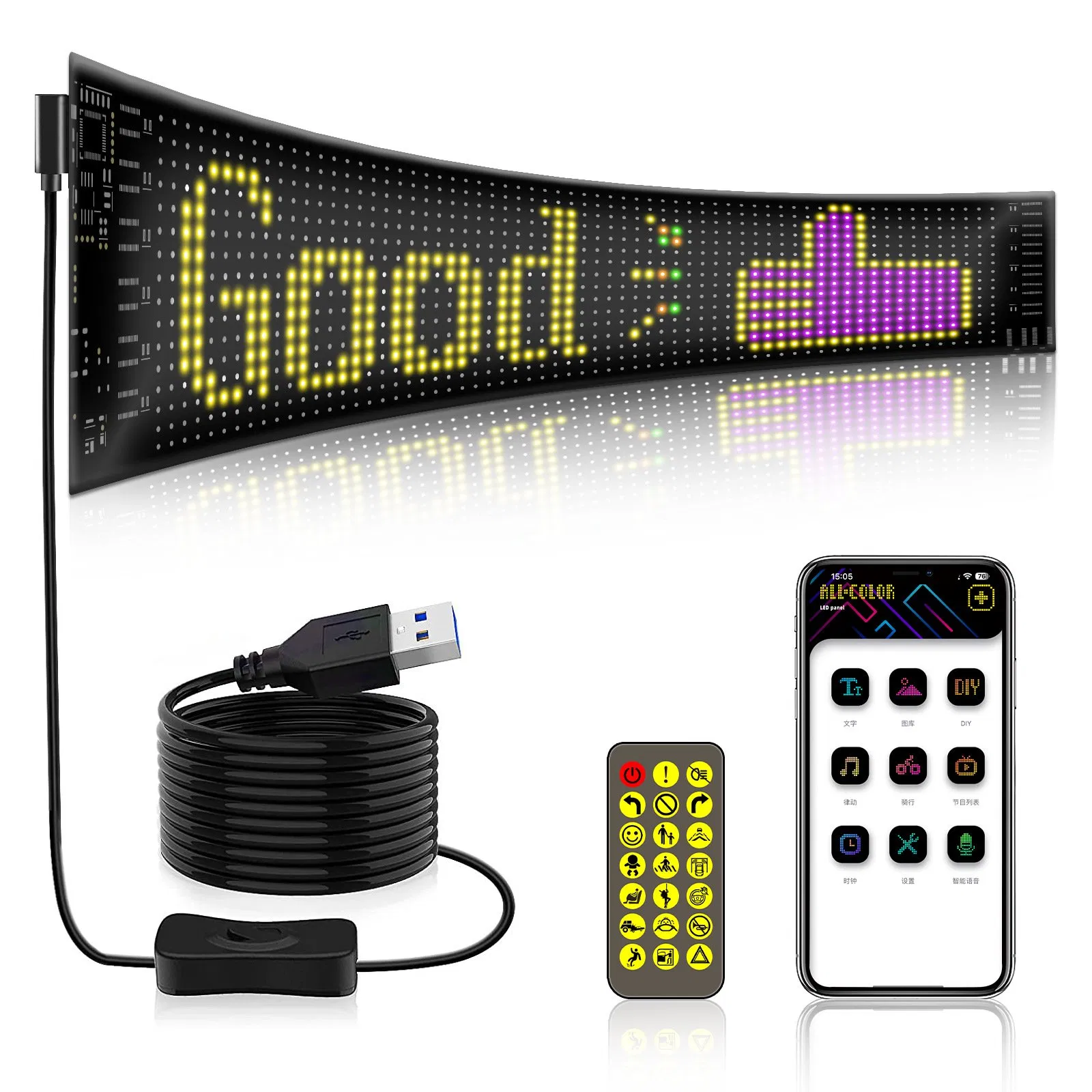 Programmable Flexible LED Screen USB Connection Indoor Caffe Shop Advertising Display
