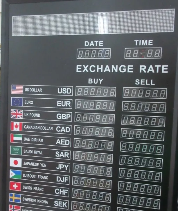 Currency Exchange Rate Customized LED Bank Exchange Rate Display