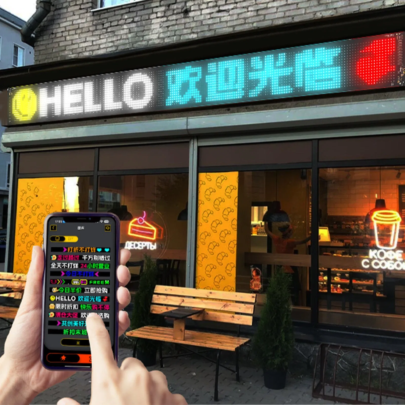 Programmable Flexible LED Screen USB Connection Indoor Caffe Shop Advertising Display