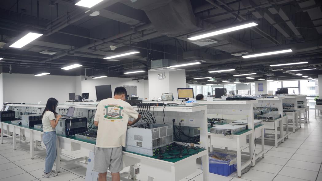 ZhiCloud AI main production hall showing complete server manufacturing operation