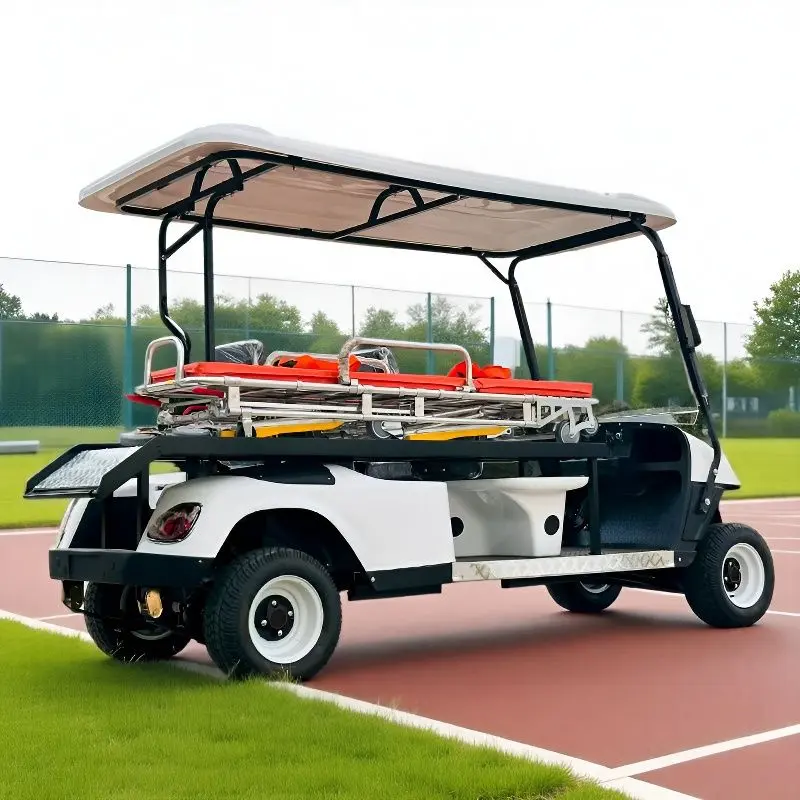 China Suppliers Factory 2-Seater Electric Golf Cart Modified as Medical Ambulance with Foldable Stretcher