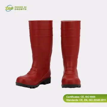 Steel toe PVC rain boots for coal mines and oil fields