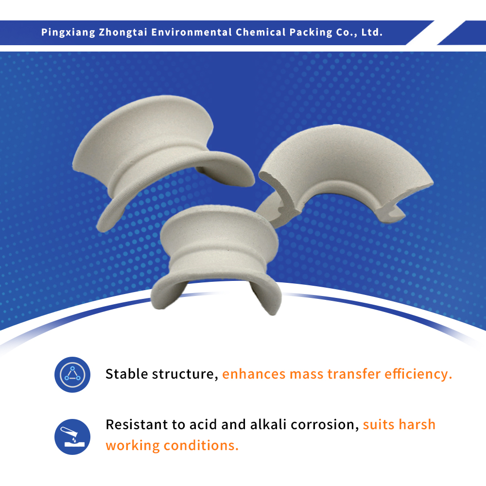 China Acid & Heat Resistant Ceramic Intalox Saddle Packing, 16-76mm High Efficiency Mass Transfer Ring for Scrubber Tower & Chemical Columns Supplier, Factories