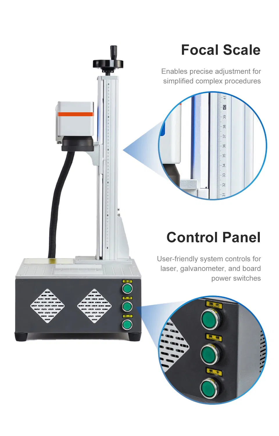 50W Desktop Type Fiber Laser Marking Engraving Etching Machine for Stainless Steel Copper