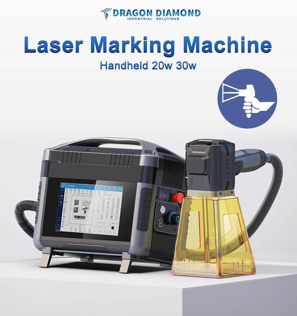 Portable 20W 30W Marking Machine Handheld Marking Machine with Battery for PVC Plastic Stainless Steel Metal Fiber Marking