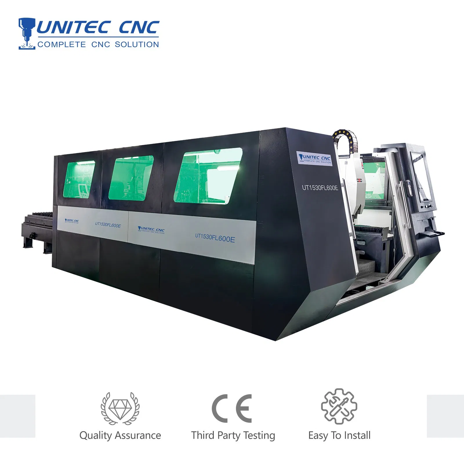 Unitec High Power Duel Table Full Enclosed Metal Stainless Steel Carbon Steel Aluminum Copper CNC Fiber Laser Cutter Cutting Engraving Machine