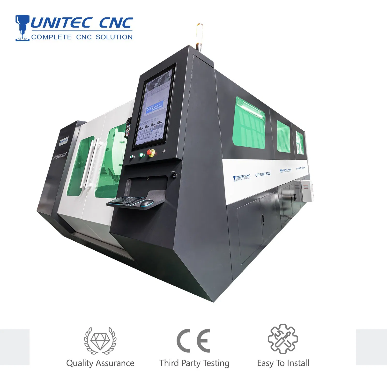 Unitec High Power Duel Table Full Enclosed Metal Stainless Steel Carbon Steel Aluminum Copper CNC Fiber Laser Cutter Cutting Engraving Machine