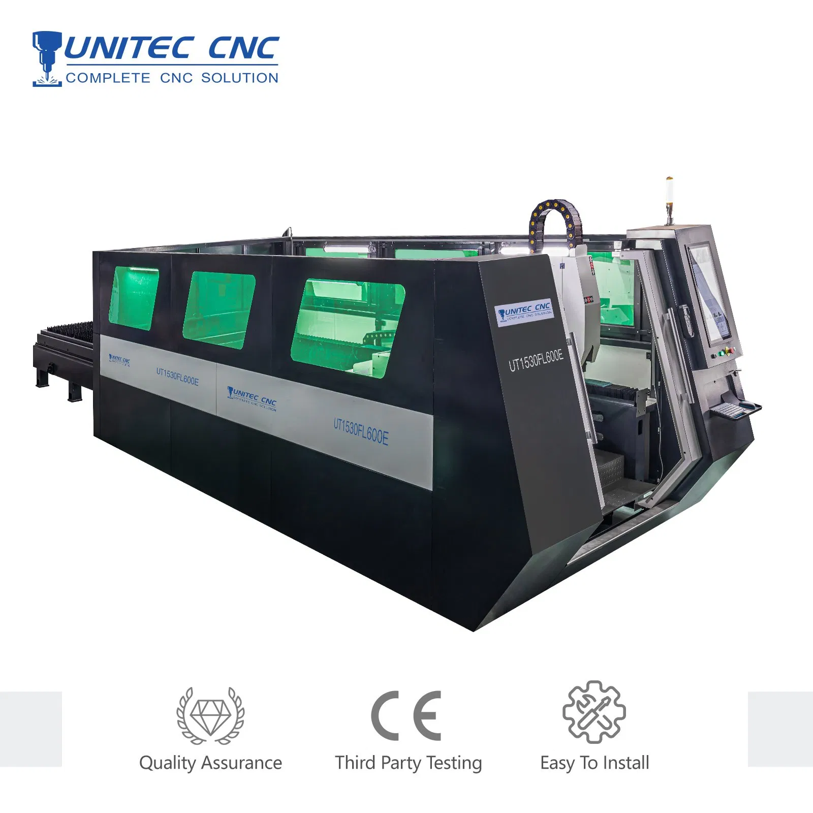 Unitec High Power Duel Table Full Enclosed Metal Stainless Steel Carbon Steel Aluminum Copper CNC Fiber Laser Cutter Cutting Engraving Machine