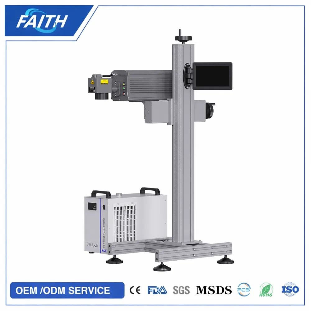 Faith High Speed Flying UV Laser Marking Machine for Cap, Plastic, Glass, HDPE, Pet, PVC, Film with CE Certification