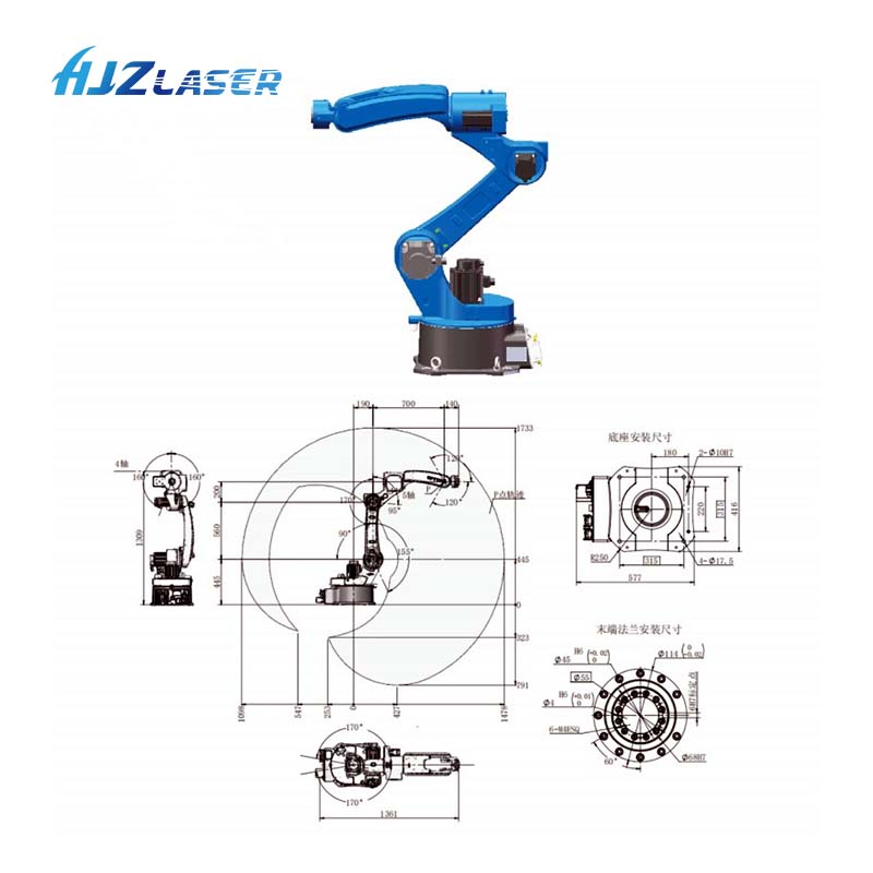 Laser 3D Cutting Robot Fiber Laser Head Precise Metal Machine