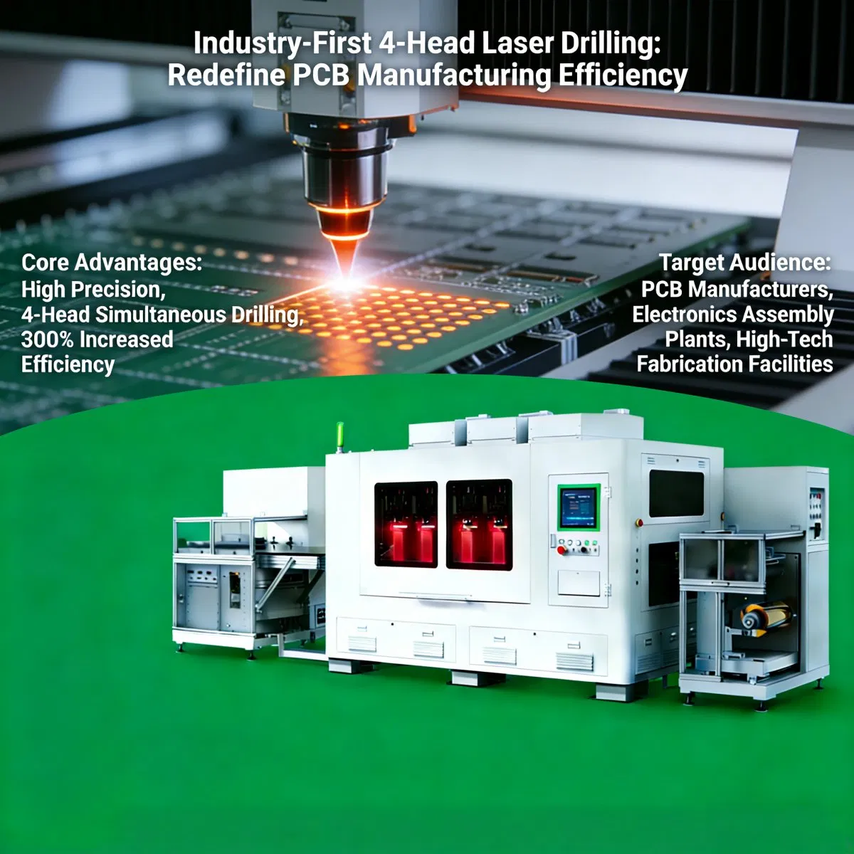 Inte Laser High-Efficiency Automated 4-Head Roll-to-Roll Laser Drilling Machine for Booming FPC &amp; HDI PCB Electronics Manufacturing