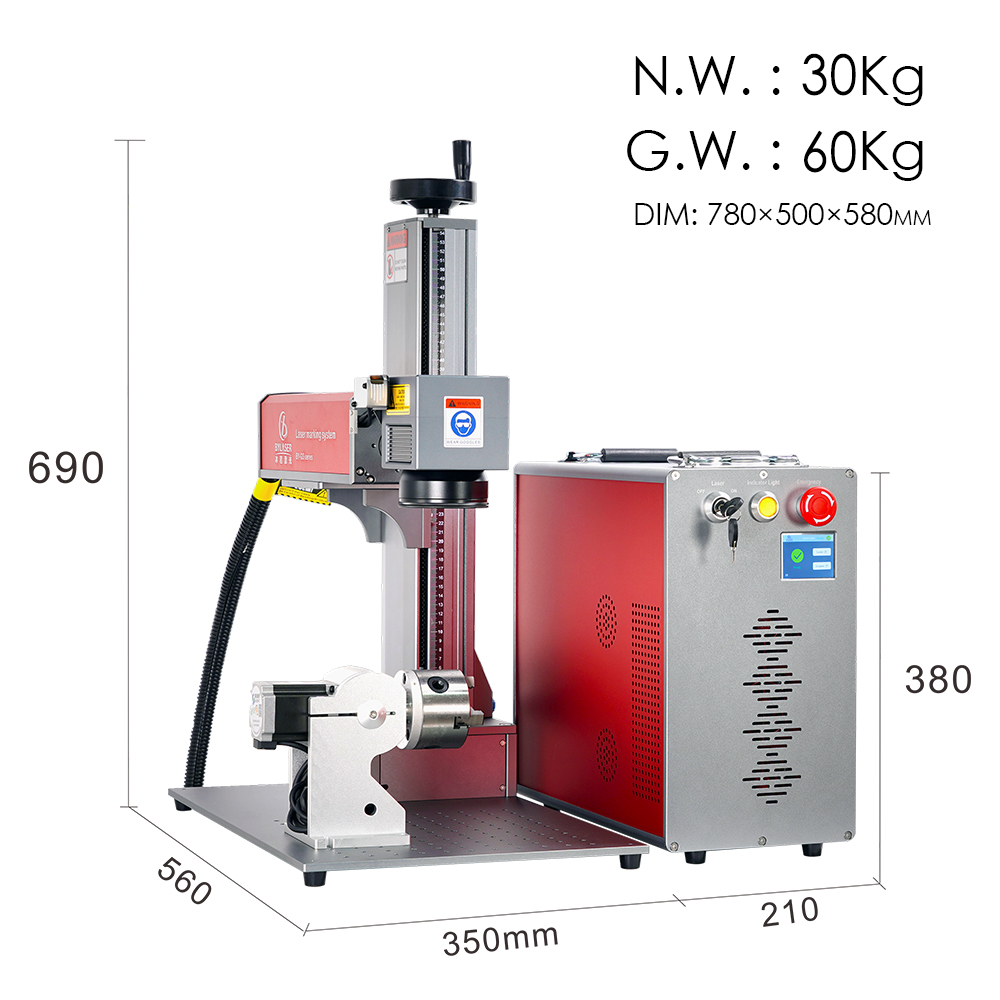 BingYan US DE Local Stock Autofocus 100w JPT Fiber Laser Marking Machine Mopa M7 with 110mm and 200mm Lens and D80 Rotary