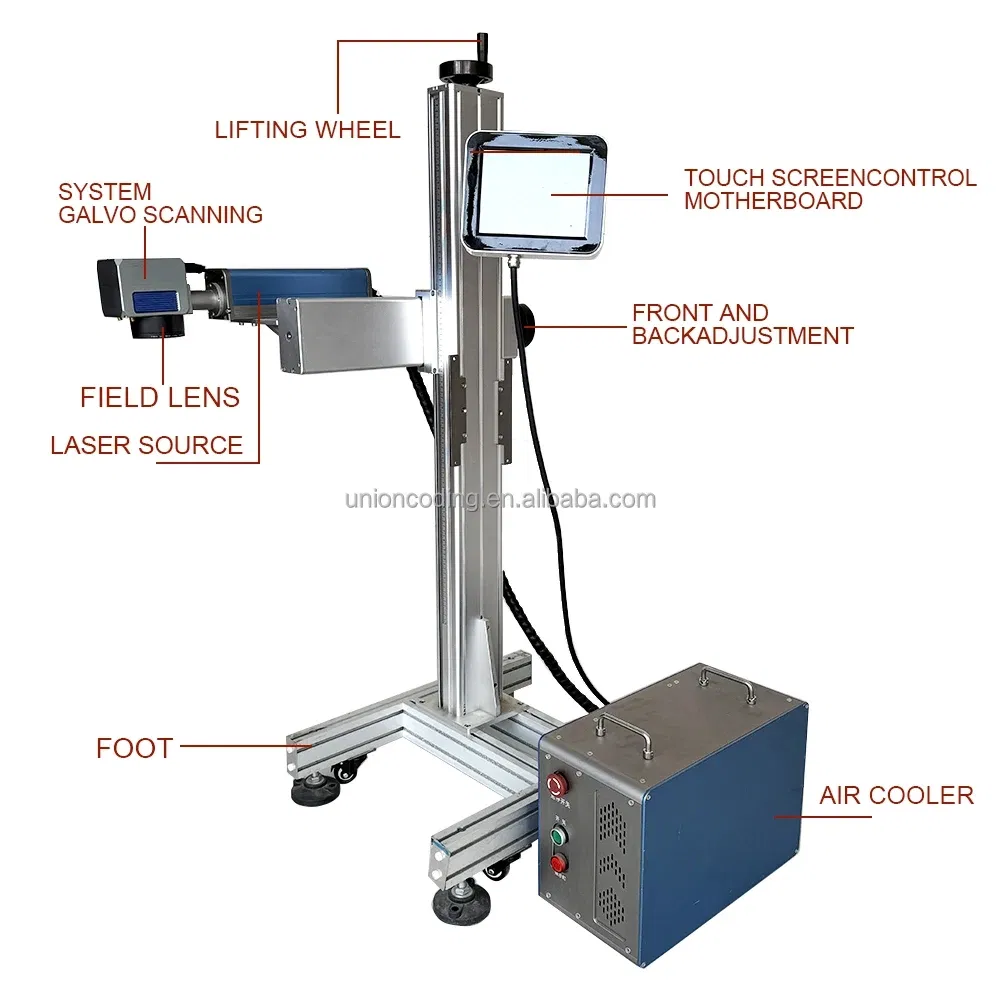CO2 Laser Wire Marking Machine OEM All Material Laser Etching Machine for Plastic Marking Fiber Laser with Conveyor Belts 30 Watt Laser Batch Coding Machine