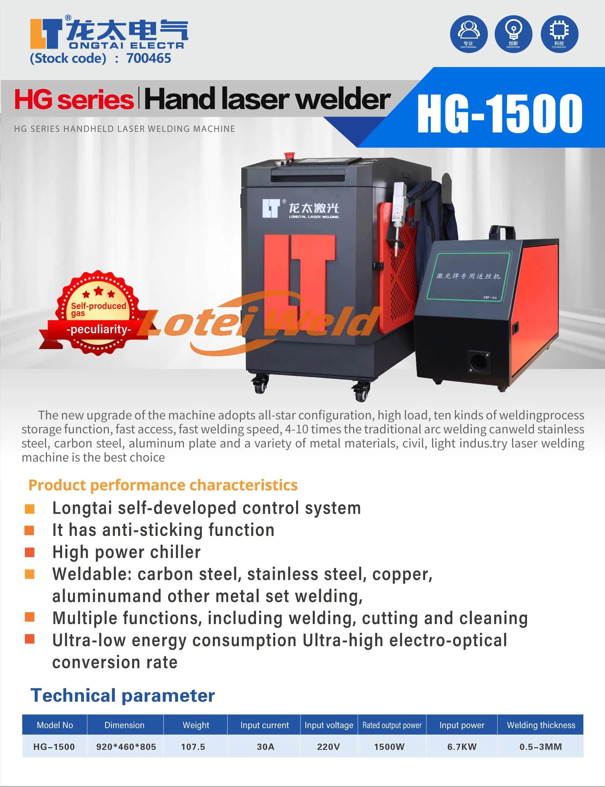 Air Cooled Handheld Laser Welder Equipment for Heavy Metal Fabrication