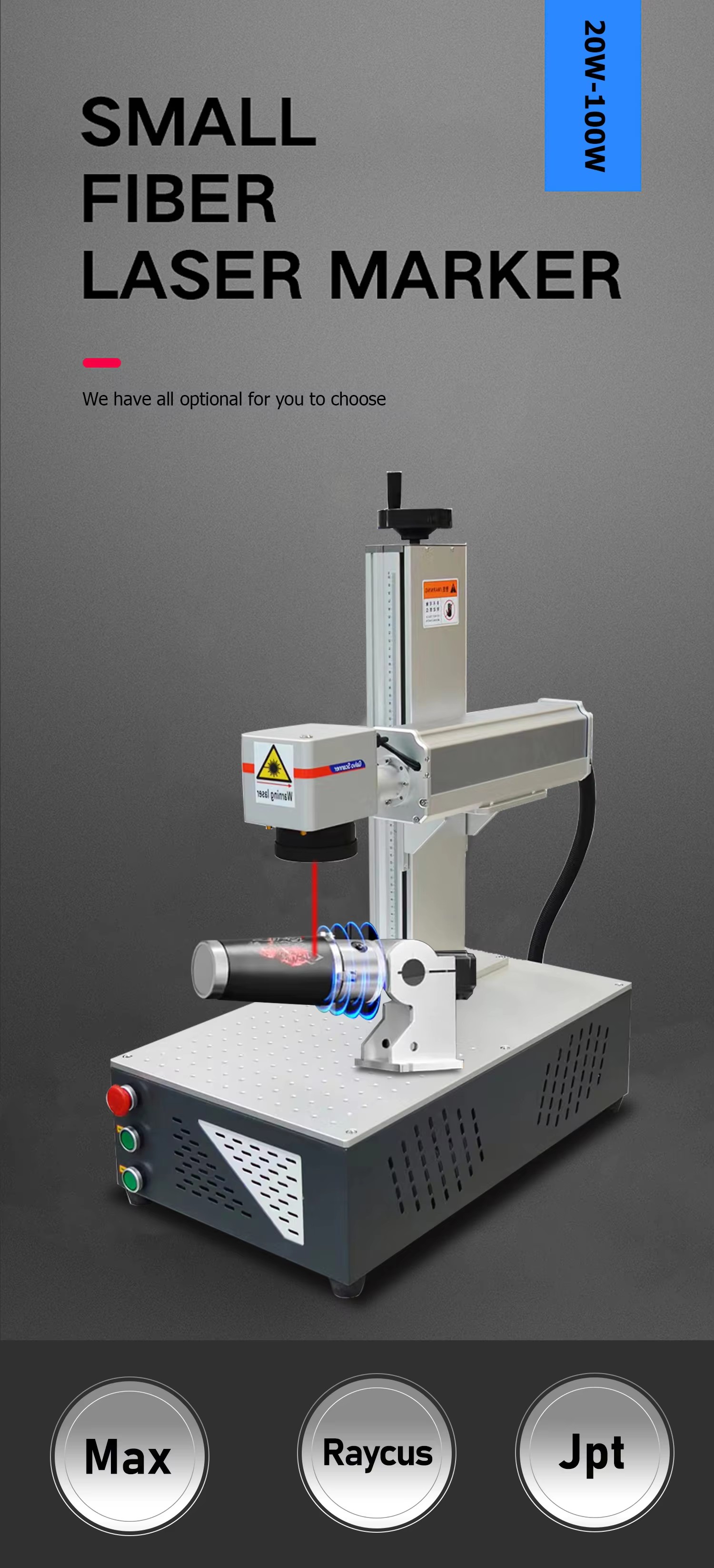 High Productivity High-Accuracy CNC Fiber Laser Marking Machine with 2.5D Galvanometer Head Air Cooling 7000-12000 Mm/s Speed