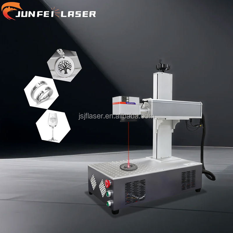 JUNFEI 30W 60W Fiber Laser Engraver with Rotary Axi Laser Marking Machine for Metal Color Marking RayNew Source EZCad Galvo