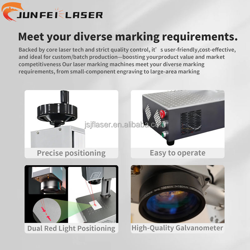 JUNFEI 30W 60W Fiber Laser Engraver with Rotary Axi Laser Marking Machine for Metal Color Marking RayNew Source EZCad Galvo