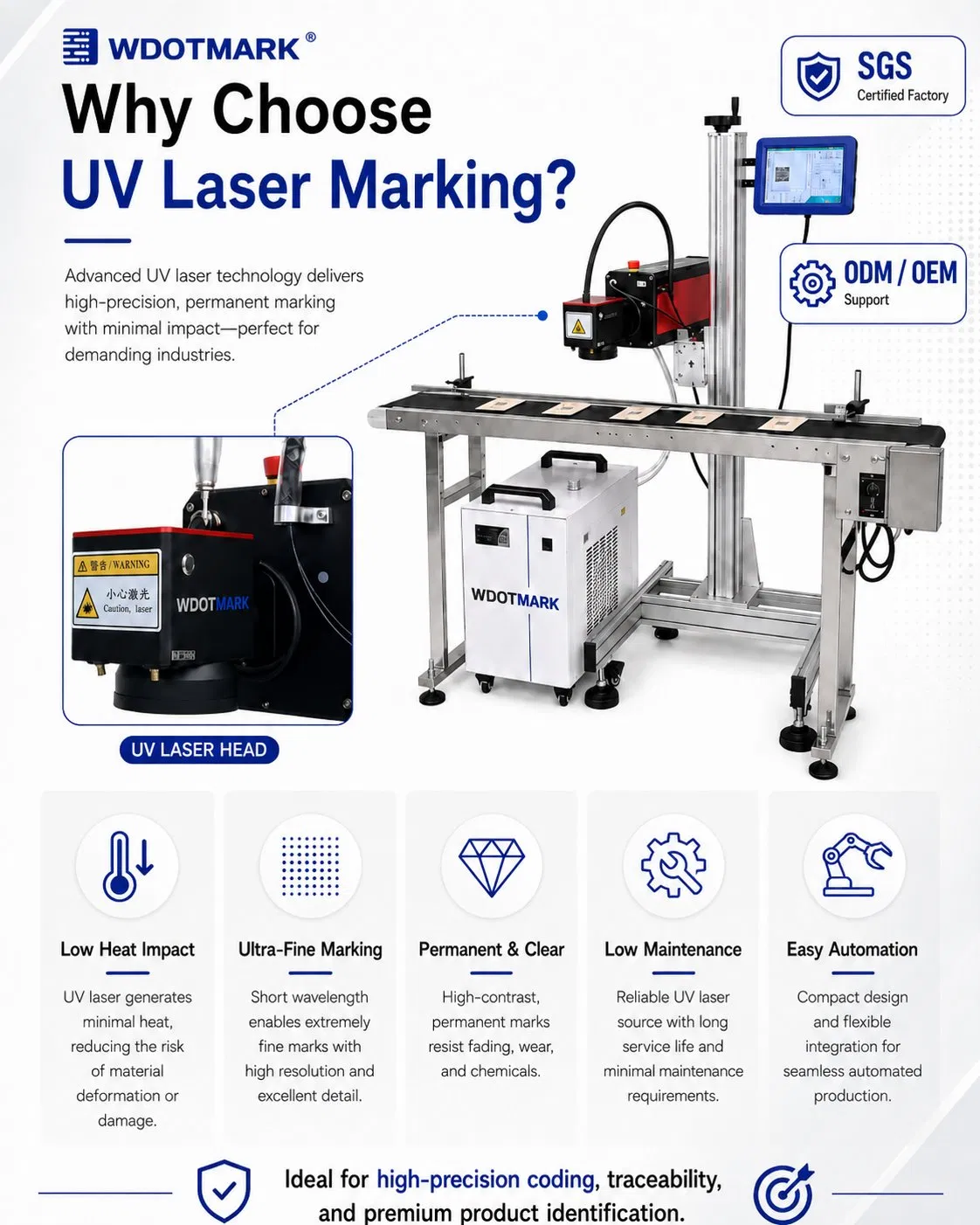 10W Crs UV CO2 Fiber Laser Marking Machine Fiber Laser Engraver for Metal Glass