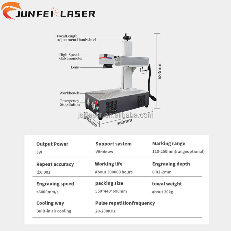 JUNFEI 30W 60W Fiber Laser Engraver with Rotary Axi Laser Marking Machine for Metal Color Marking RayNew Source EZCad Galvo